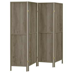 Deepika - 4-Panel Room Divider Folding Screen - Gray Driftwood