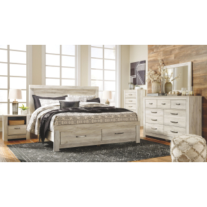 Bellaby - 7 Pc. - Dresser, Mirror, Chest, King Platform Bed with 2 Storage Drawers - Whitewash