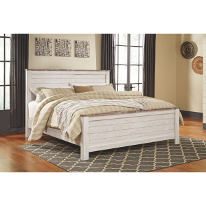 Willowton - King Panel Bed - Whitewash