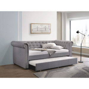 Justice - Twin Daybed With Trundle - Smoke Gray Fabric