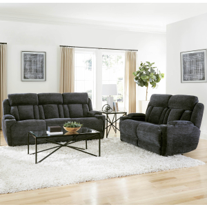 Dalton - Power Reclining Sofa And Loveseat - Lucky Charcoal