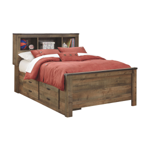 Trinell - Full Panel Bookcase Bed with 2 Storage Drawers - Brown