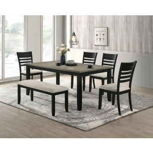 Folio - 6 Piece Dining Room Set - Light Brown / Black