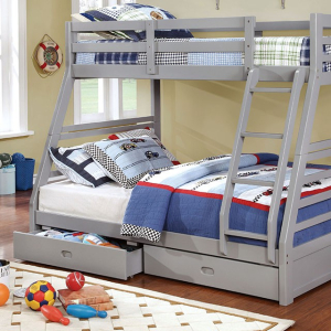 California Twin/Full Bunk Bed, Gray
