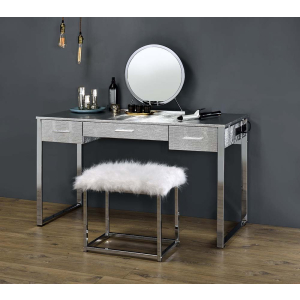 Myles - Vanity Set With USB - Antique White & Chrome