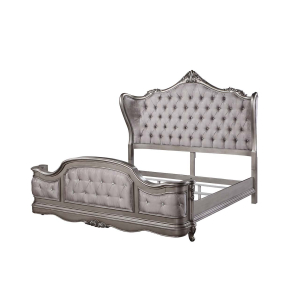 Ariadne - Eastern King Bed - Velvet & Antique Platinum