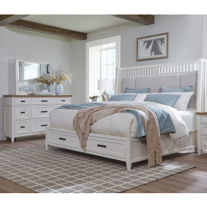 Americana Modern Bedroom - Queen Shelter Bed With Dresser And Mirror - Cotton