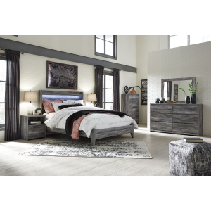 Baystorm - 4 Pc. - Dresser, Mirror, King Panel Bed - Gray