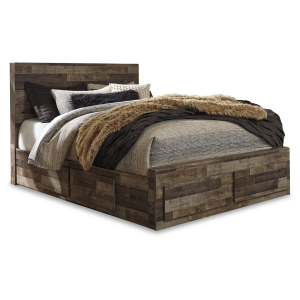 Derekson - Queen Panel Bed With 4 Storage Drawers - Multi Gray