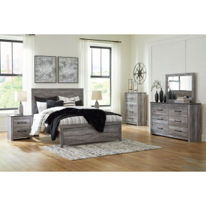 Bronyan - Queen Panel Bed  - 4 Pc. - Dresser, Mirror, Queen Bed - Dark Gray