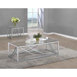 Lille - 2 Piece Glass Top Coffee And End Table Set - Chrome