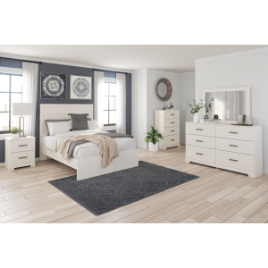 Stelsie - 7 Pc. - Dresser, Mirror, Chest, Full Panel Bed, 2 Nightstands - White