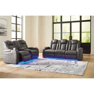 Fyne-Dyme - 2 Pc. - Power Reclining Sofa, Power Reclining Loveseat - Shadow