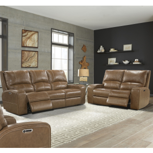 Swift - Power Reclining Sofa And Loveseat - Bourbon