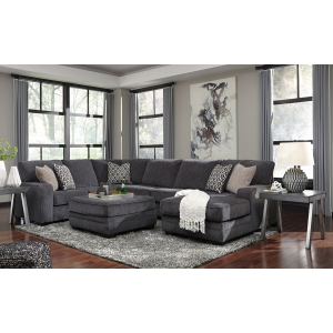 Tracling - 4 Pc. - Right Arm Facing Corner Chaise 3 Pc Sectional, Ottoman - Slate