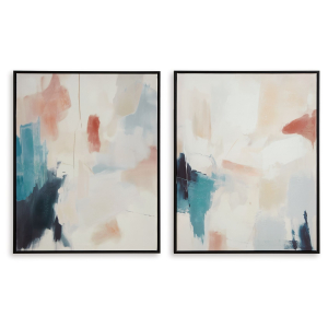 Caldish - Wall Art Set (Set of 2) - Blue / White / Pink