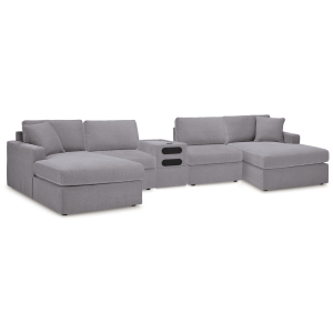 Modmax - 5 Piece Double Chaise Sectional With Audio Console - Granite
