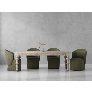 Crossings - Eden Rectangular Dining Table With 4 Upholstered Chairs - Toasted Tumbleweed & Green