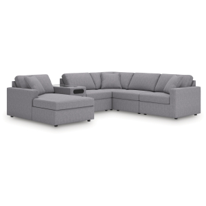 Modmax - 6-Piece Sectional With Audio System, Laf Corner Chaise And Raf Corner Chair - Granite