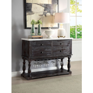 Gerardo - Server - White Marble Top & Weathered Espresso