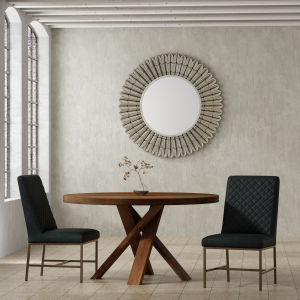 Crossings - Downtown Round Dining Table With 4 Upholstered Chairs - Amber & Black