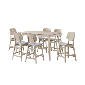 Oscar - Counter Table & 6 Chairs - White Ash