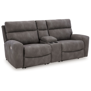 Next-Gen Durapella - 3-Piece Power Reclining Sectional Loveseat With Console - Slate