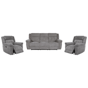 Richland - Power Reclining Sofa And Two Recliners - Bristol Gray