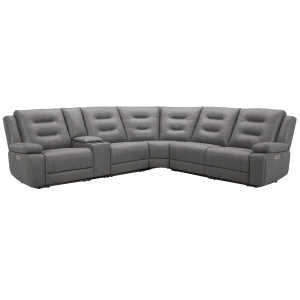 Caldwell - 6 Piece Modular Power Reclining Sectional With Power Adjustable Headrests - Tahoe Charcoal