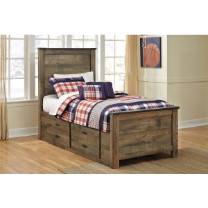 Trinell - Twin Panel Bed with 2 Storage Drawers - Brown