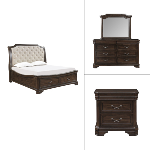 Lyndhurst - 6/6 Eastern King 4 Piece Bedroom Set (Bed, Dresser, Mirror, Nightstand) - Walnut