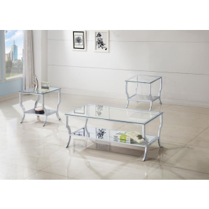 Saide - 3 Piece Glass Top Coffee And End Table Set - Chrome