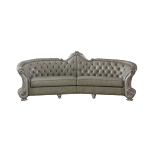 Dresden - 43## Sofa With 5 Pillows - Synthetic Leather & Vintage Bone White