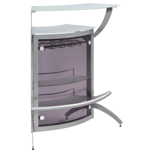 Dallas - 2-Shelf Curved Freestanding Home Bar Cabinet - Silver