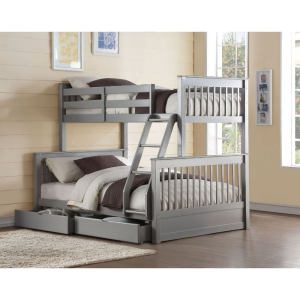 Haley II - Twin Over Full Bunk Bed With Storage - Gray