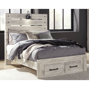 Cambeck - Full Panel Bed with 2 Storage Drawers - Whitewash