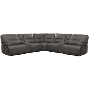 Spartacus - 7 Piece Modular Power Reclining Sectional With Power Adjustable Headrests - Haze