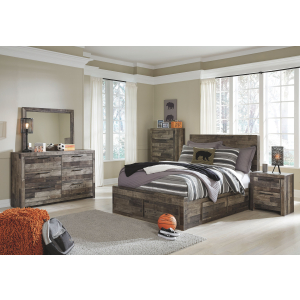 Derekson - 9 Pc. - Full Panel Bed with 6 Storage Drawers, Dresser, Mirror, Chest, Nightstand - Multi Gray