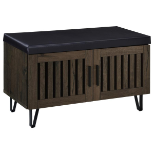 Brixton - 2-Door Padded Entryway Shoe Storage Bench - Smoked Oak