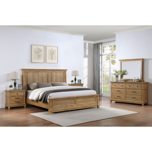 Sunstone - 6/6 Eastern King 5 Piece Bedroom Set (Bed & Dresser & Mirror & 2 Nightstands) - Light Brown