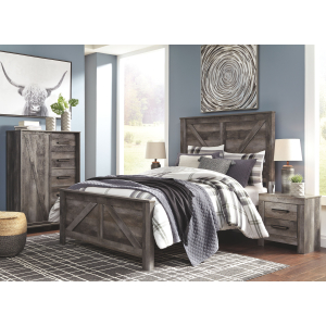 Wynnlow - 5 Pc. - Queen Crossbuck Panel Bed, 2 Nightstands - Gray