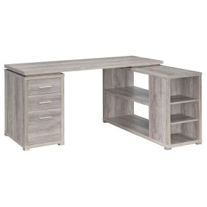 Yvette - 3-Drawer L-Shape Computer Desk - Gray Driftwood