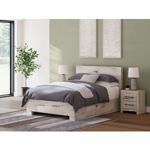 Lawroy - Queen Panel Bed With 2 Under Bed Storage Units - Light Natural