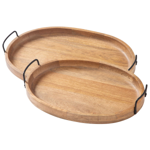Jocelyne - Tray Set (Set of 2) - Brown / Black