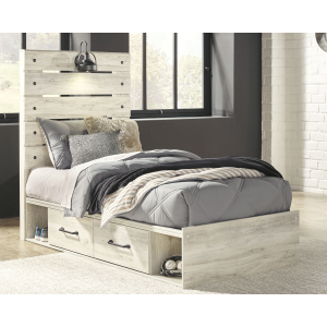 Cambeck - Twin Panel Bed with 4 Storage Drawers - Whitewash
