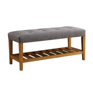 Charla - Bench - Gray Fabric & Oak