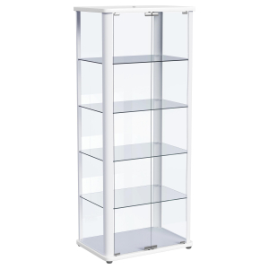 Aero - 5-Shelf Display Curio Cabinet With LED Lighting - White