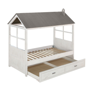 Tree House II - Twin Bed - Weathered White & Washed Gray
