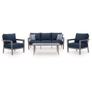 Gali - Sofa / Chairs / Table Set (Set of 4) - Gray / Blue