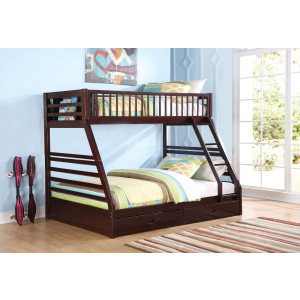 Jason - Twin Long/Queen Bunk Bed With Storage - Espresso